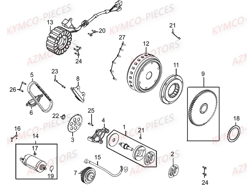 Allumage Demarreur KYMCO Pièces UXV 700I SPORT EPS 4T EURO2 (UBADCE)