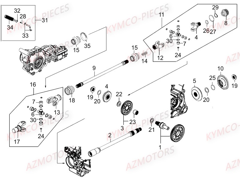 Arbre De Pont KYMCO Pièces UXV 700I SPORT EPS 4T EURO2 (UBADCE)
