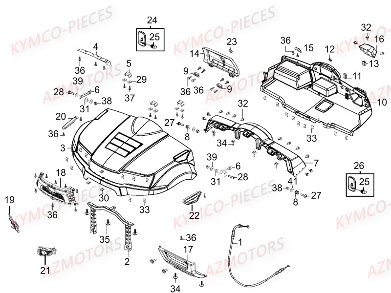 Capot Planche De Bord KYMCO Pièces UXV 700I SPORT EPS 4T EURO2 (UBADCE)
