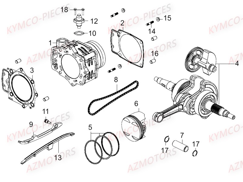 Cylindre Piston KYMCO Pièces UXV 700I SPORT EPS 4T EURO2 (UBADCE)