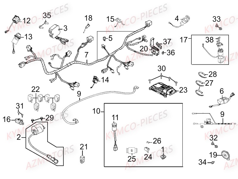 Equipement Electrique KYMCO Pièces UXV 700I SPORT EPS 4T EURO2 (UBADCE)