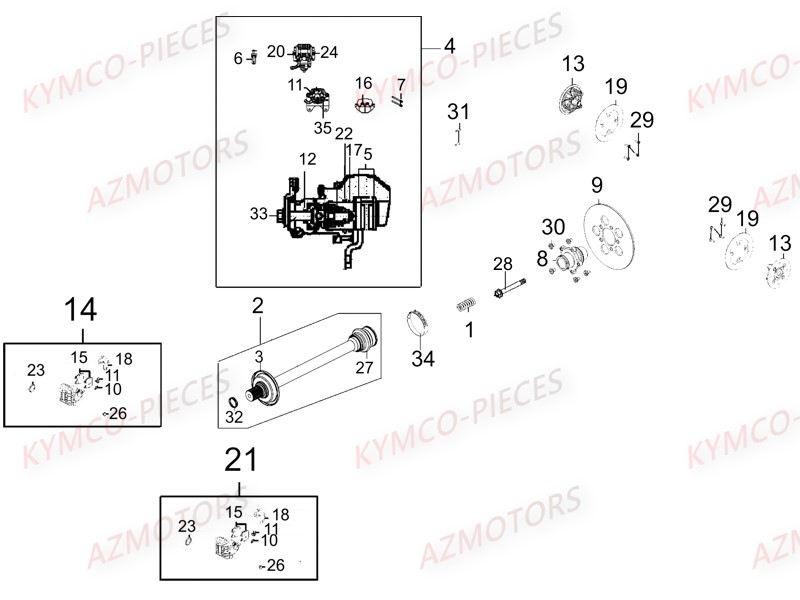 Frein Arriere KYMCO Pièces UXV 700I SPORT EPS 4T EURO2 (UBADCE)