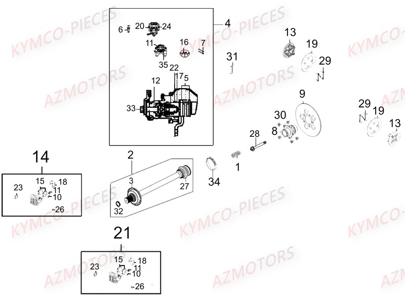 FREIN_ARRIERE KYMCO Pièces Quad Kymco UXV 700i SPORT EPS