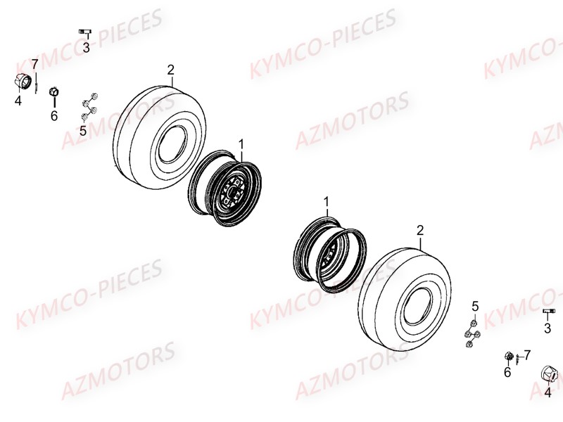 Roue Arriere KYMCO Pièces UXV 700I SPORT EPS 4T EURO2 (UBADCE)