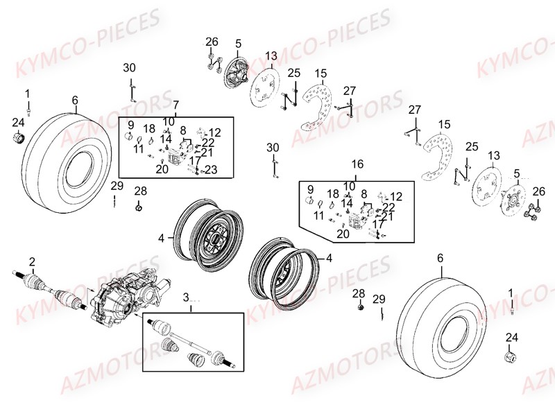 Roue Avant KYMCO Pièces UXV 700I SPORT EPS 4T EURO2 (UBADCE)