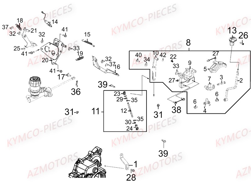 Selecteur Pedale KYMCO Pièces UXV 700I SPORT EPS 4T EURO2 (UBADCE)