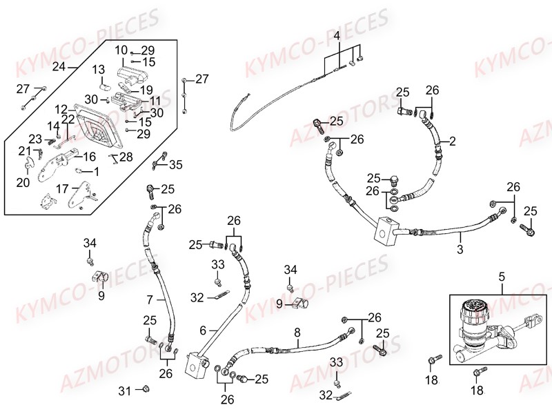 Systeme De Freins KYMCO Pièces UXV 700I SPORT EPS 4T EURO2 (UBADCE)