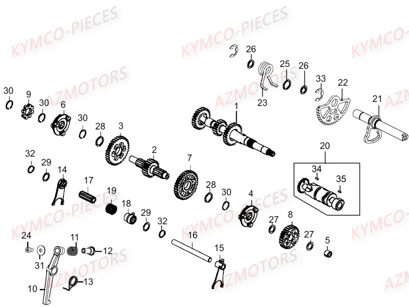 Transmission Primaire KYMCO Pièces UXV 700I SPORT EPS 4T EURO2 (UBADCE)