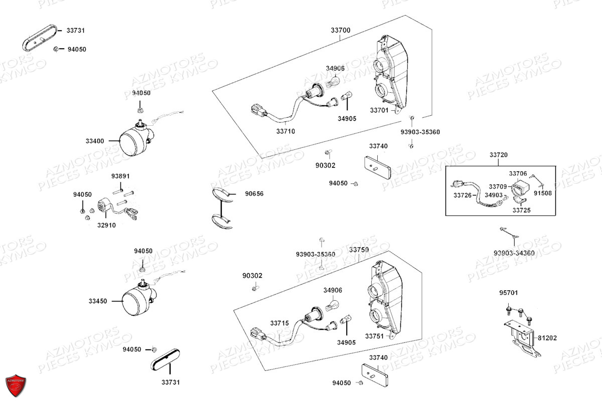 Clignotants Feux Arrieres KYMCO Pieces KYMCO UXV 700I SPORT EPS T1A (UBADMD)