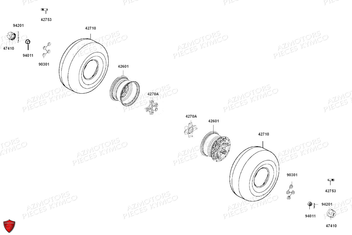 ROUES ARRIERE KYMCO UXV 700I SPORT EPS T1A