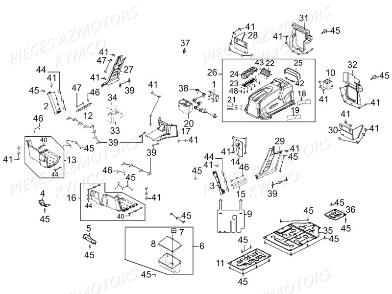 Habitacle Plancher AZMOTORS Pieces KYMCO UXV 700I EPS 4T EURO2 (UBADCD)