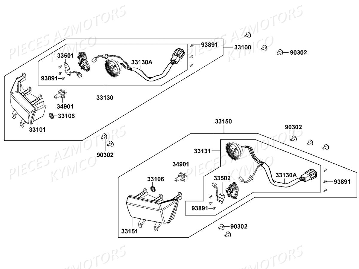 Phares KYMCO Pieces KYMCO UXV 700I EPS 4T EURO2 (UBADCD)