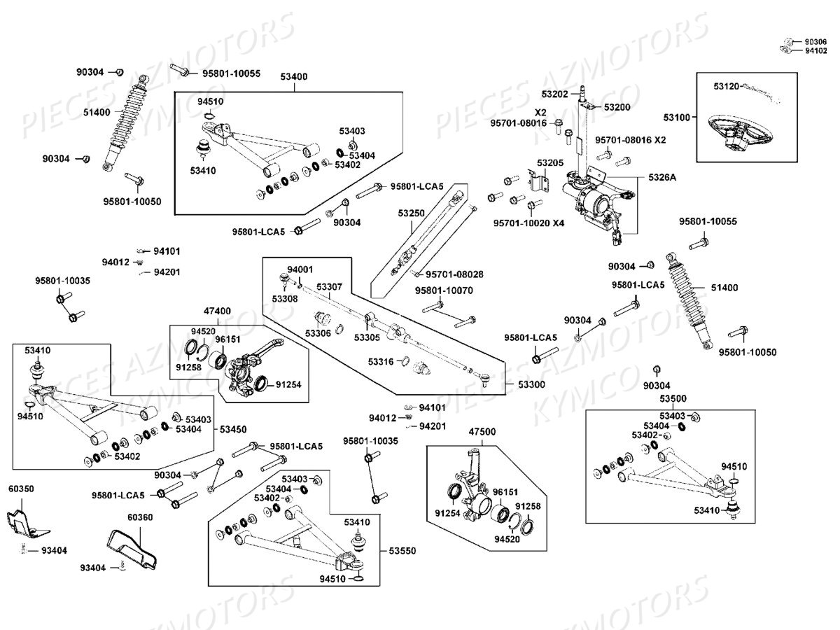 Suspension Avant AZMOTORS Pieces KYMCO UXV 700I EPS 4T EURO 2 (UBADCD)