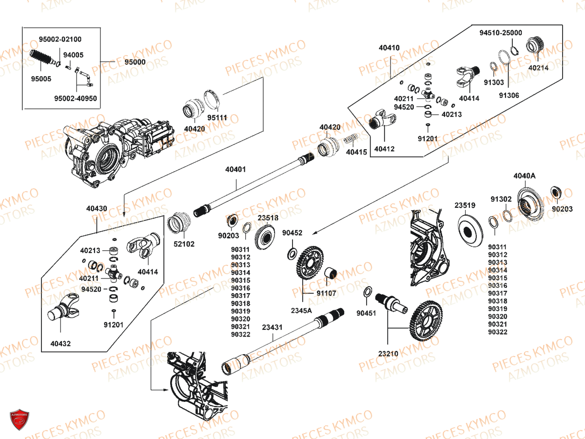 Arbre De Pont KYMCO Pieces UXV 700I SPORT EPS 4T EURO4 (UBADHE)