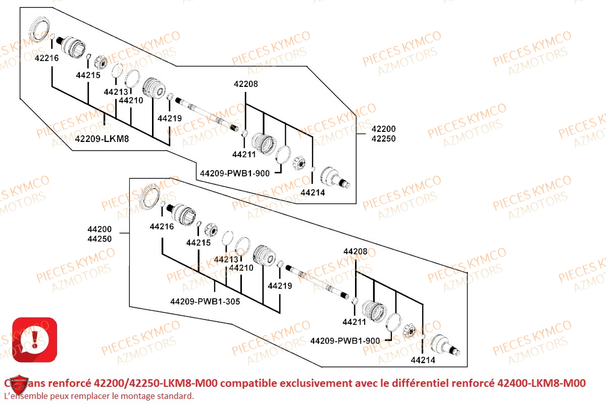 Cardan Version Renforce AZMOTORS Pieces UXV 700I SPORT EPS 4T EURO4 (UBADHE)