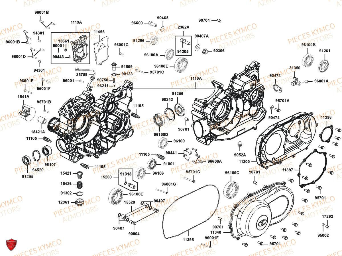 Carter Moteur AZMOTORS Pieces UXV 700I SPORT EPS 4T EURO4 (UBADHE)