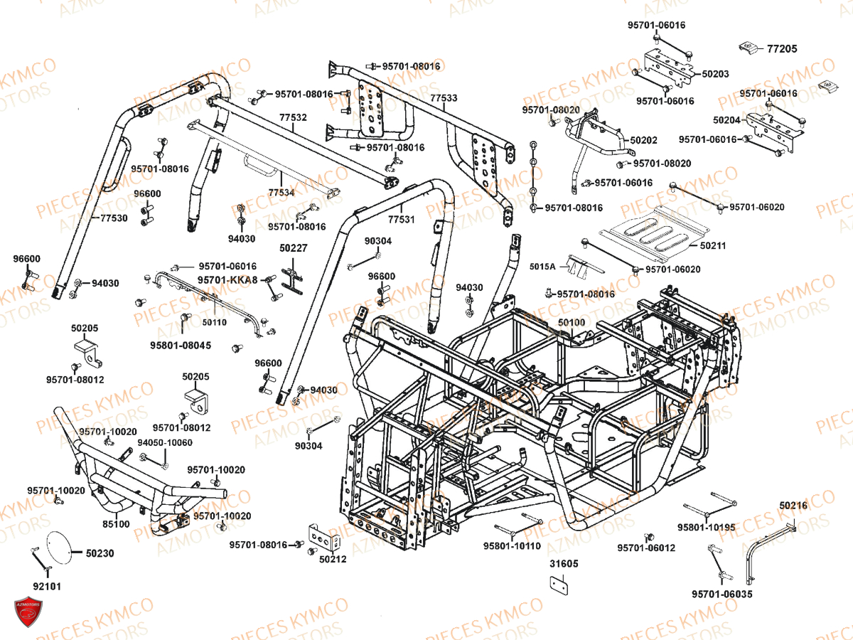 Chassis KYMCO Pieces UXV 700I SPORT EPS 4T EURO4 (UBADHE)