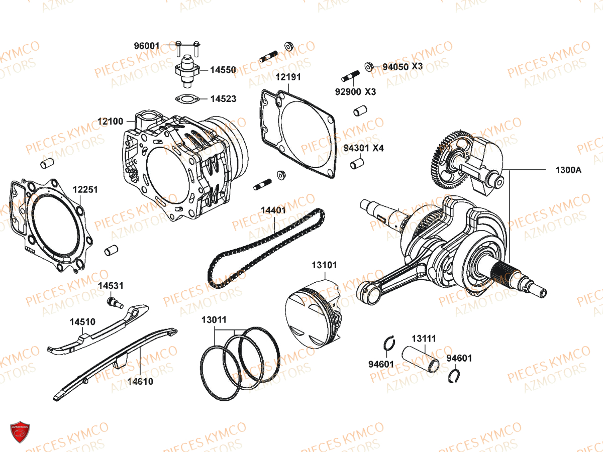 Cylindre KYMCO Pieces UXV 700I SPORT EPS 4T EURO4 (UBADHE)
