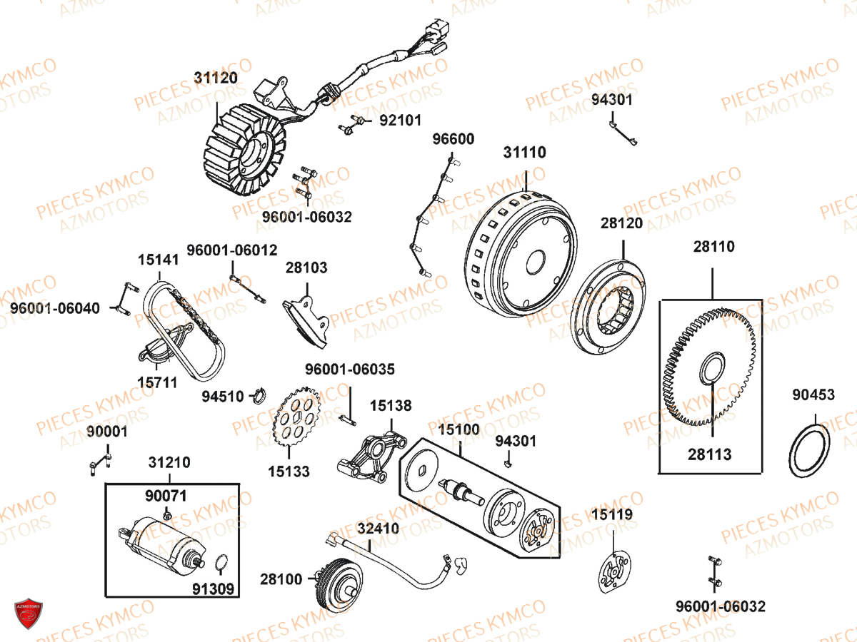 Demarreur KYMCO Pieces UXV 700I SPORT EPS 4T EURO4 (UBADHE)