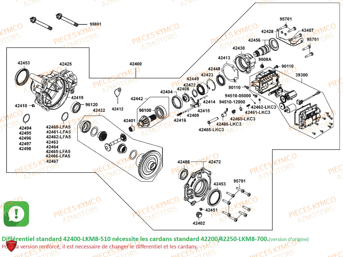 Differentiel Arriere Version Standard AZMOTORS Pieces UXV 700I SPORT EPS 4T EURO4 (UBADHE)