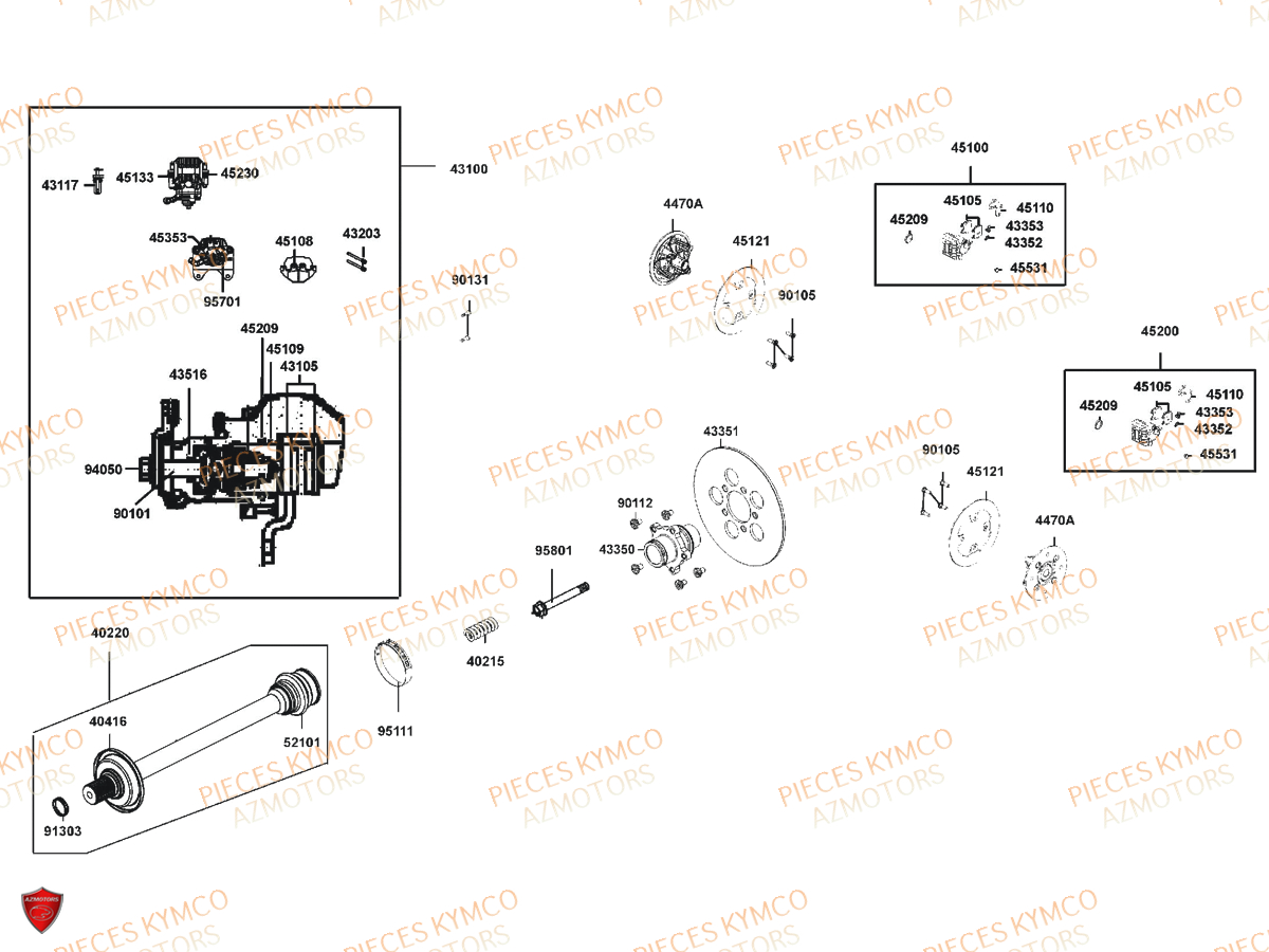 Disque Arriere KYMCO Pieces UXV 700I SPORT EPS 4T EURO4 (UBADHE)