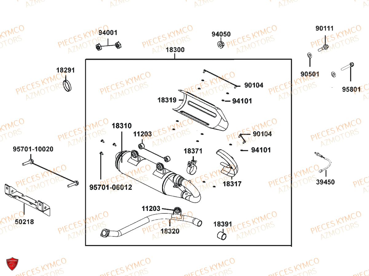 Echappement AZMOTORS Pieces UXV 700I SPORT EPS 4T EURO4 (UBADHE)