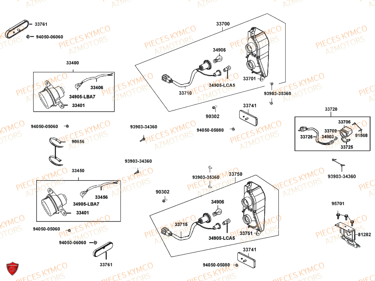 Feux Arrieres KYMCO Pieces UXV 700I SPORT EPS 4T EURO4 (UBADHE)