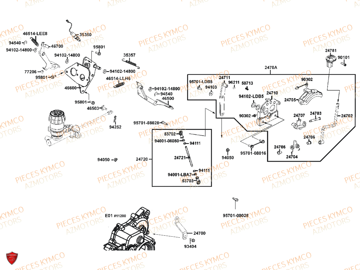 Maitre Cylindre Arriere KYMCO Pieces UXV 700I SPORT EPS 4T EURO4 (UBADHE)