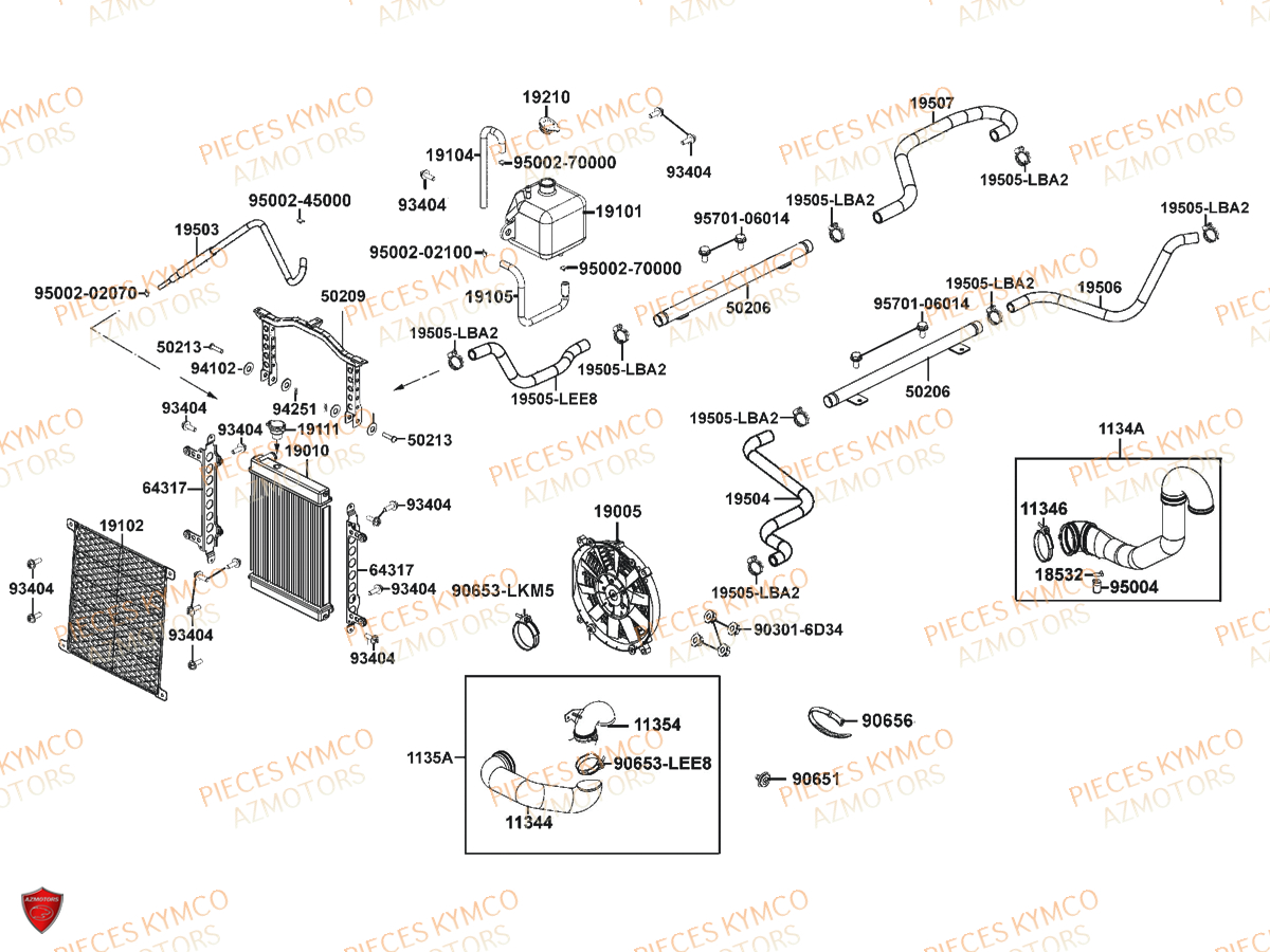 Refroidissement KYMCO Pieces UXV 700I SPORT EPS 4T EURO4 (UBADHE)