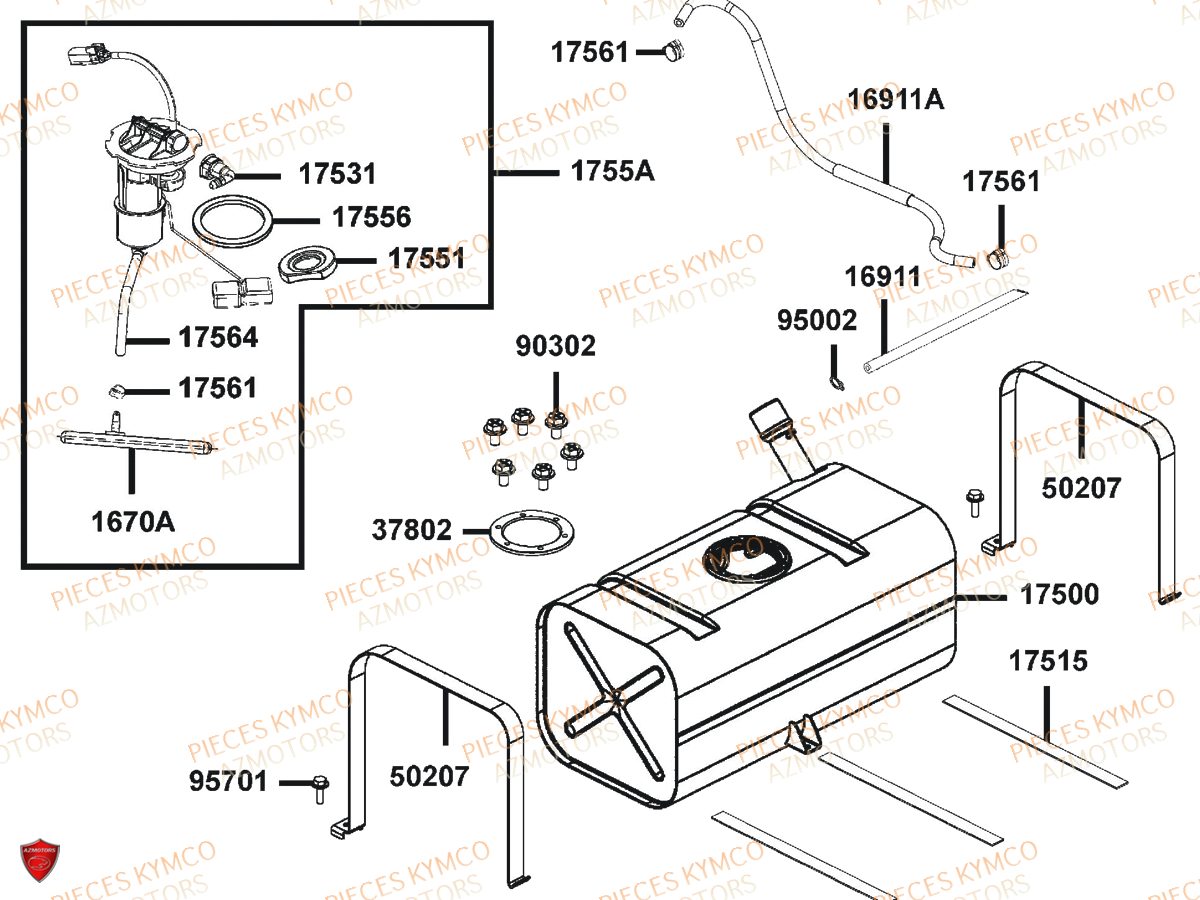 Reservoir AZMOTORS Pieces UXV 700I SPORT EPS 4T EURO4 (UBADHE)