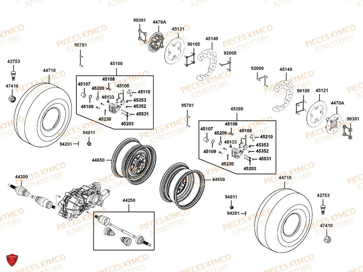 Roues Avant KYMCO Pieces UXV 700I SPORT EPS 4T EURO4 (UBADHE)