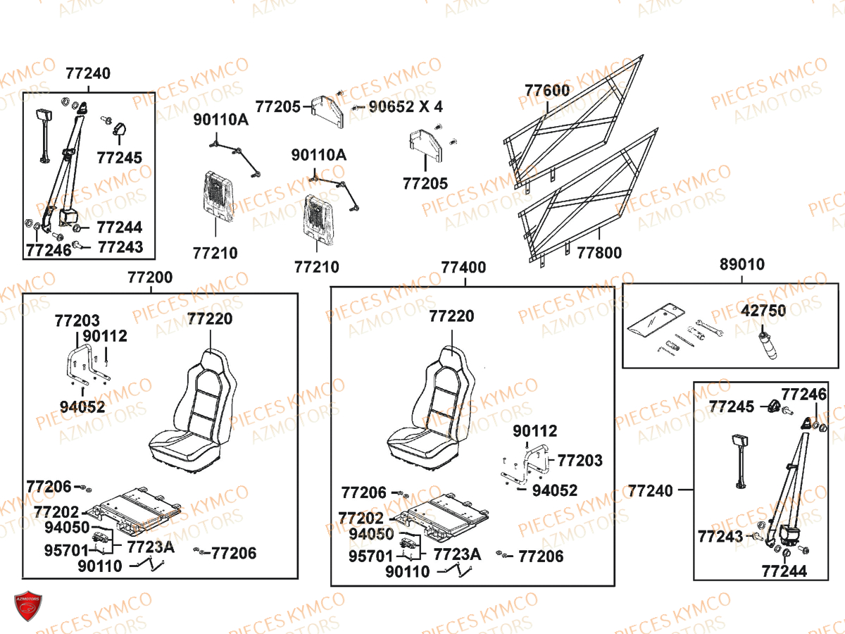 Siege KYMCO Pieces UXV 700I SPORT EPS 4T EURO4 (UBADHE)