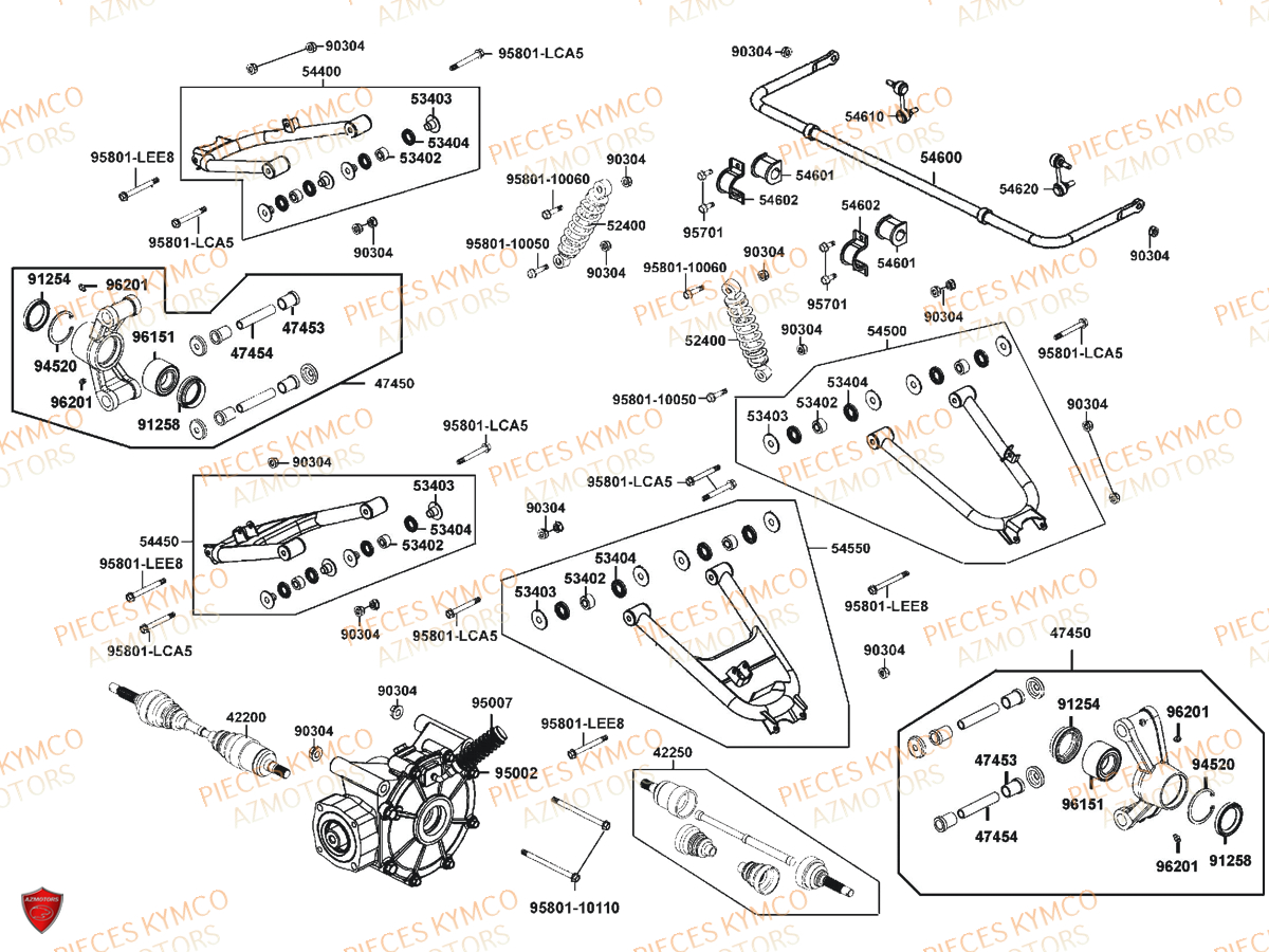 Suspension Arriere KYMCO Pieces UXV 700I SPORT EPS 4T EURO4 (UBADHE)