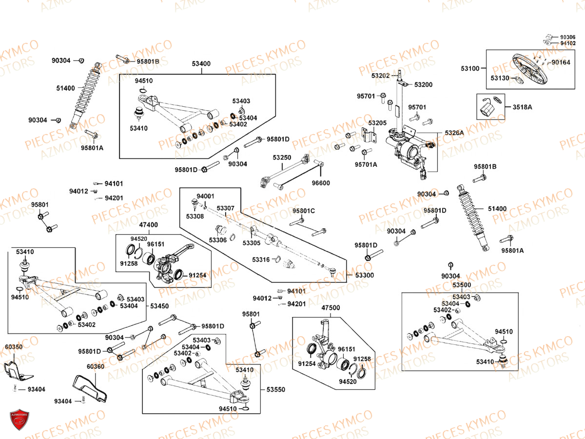 Suspension Avant AZMOTORS Pieces UXV 700I SPORT EPS 4T EURO4 (UBADHE)