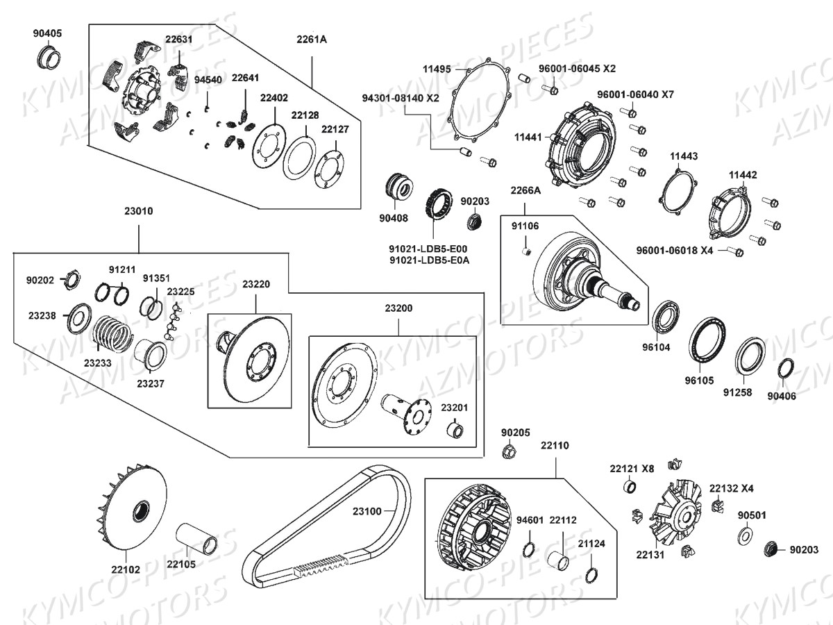 VARIATEUR EMBRAYAGE AZMOTORS UXV 700i SPORT Euro4