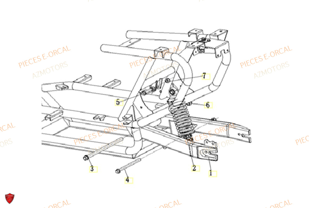 Amortisseur AZMOTORS Pieces Orcal scooter V28 3KW (équivalent 125cc)