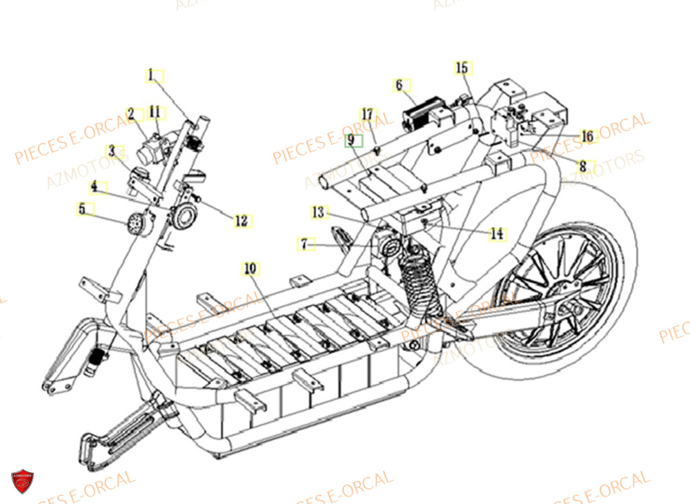 Batterie AZMOTORS Pieces Orcal scooter V28 3KW (équivalent 125cc)