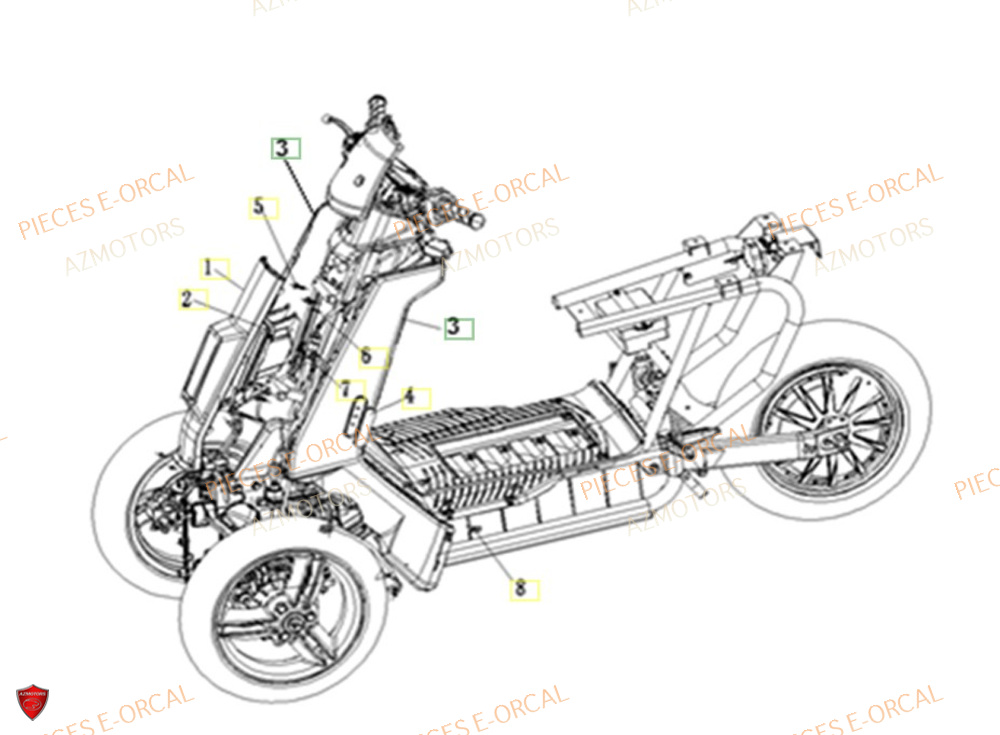 Couvercle Avant AZMOTORS Pieces Orcal scooter V28 3KW (équivalent 125cc)