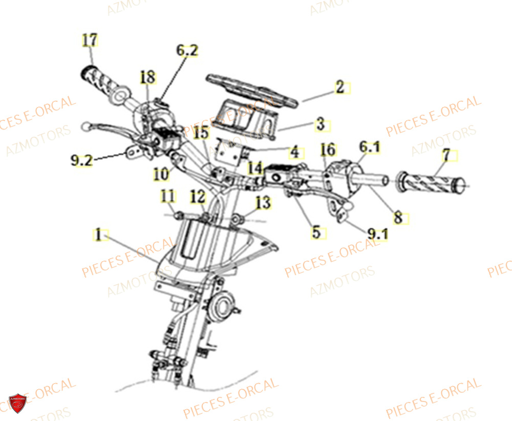 Guidon AZMOTORS Pieces Orcal scooter V28 3KW (équivalent 125cc)