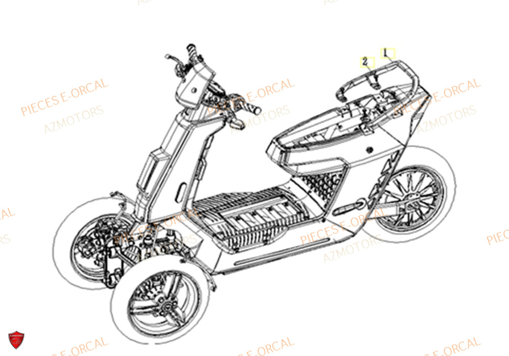 Poignee Passager AZMOTORS Pieces Orcal scooter V28 3KW (équivalent 125cc)