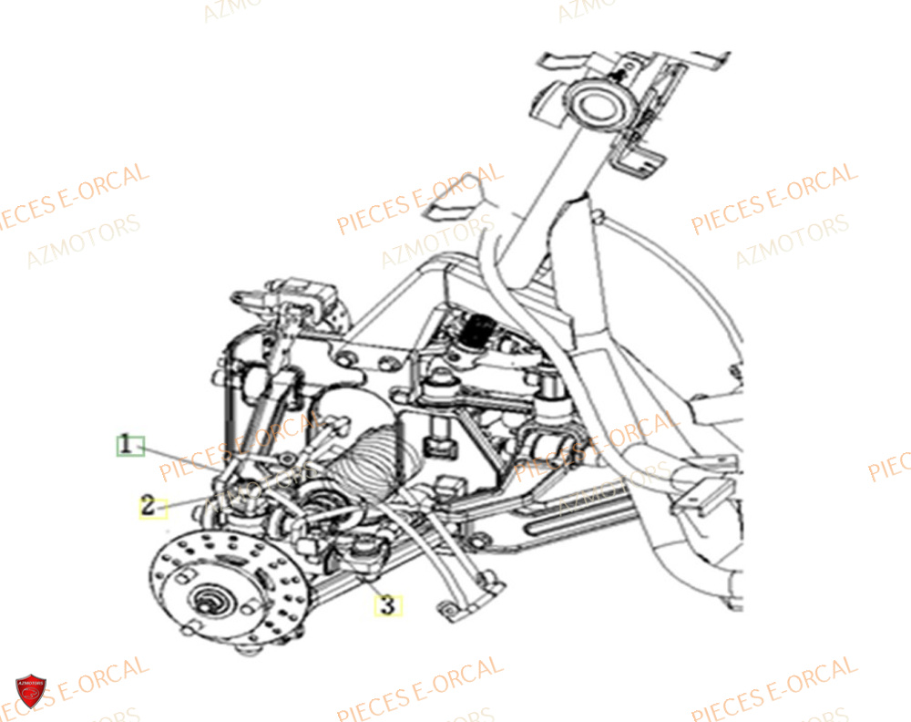 Support De Garde Boue Av AZMOTORS Pieces Orcal scooter V28 3KW (équivalent 125cc)