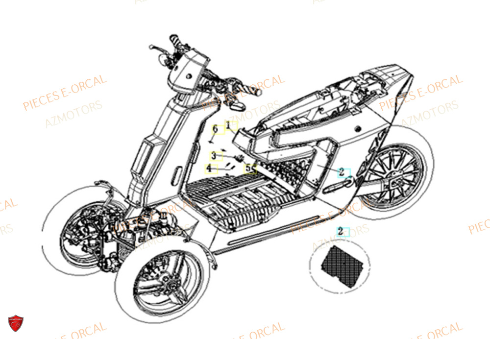 Support Selle AZMOTORS Pieces Orcal scooter V28 3KW (équivalent 125cc)
