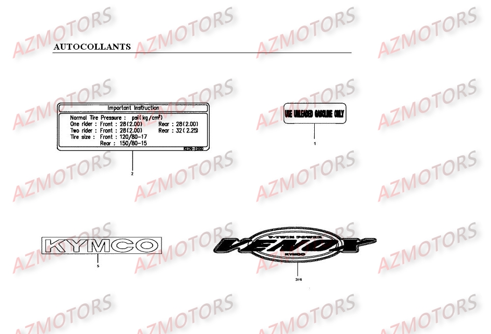 Autocollants KYMCO Pièces Moto Kymco VENOX 250 4T