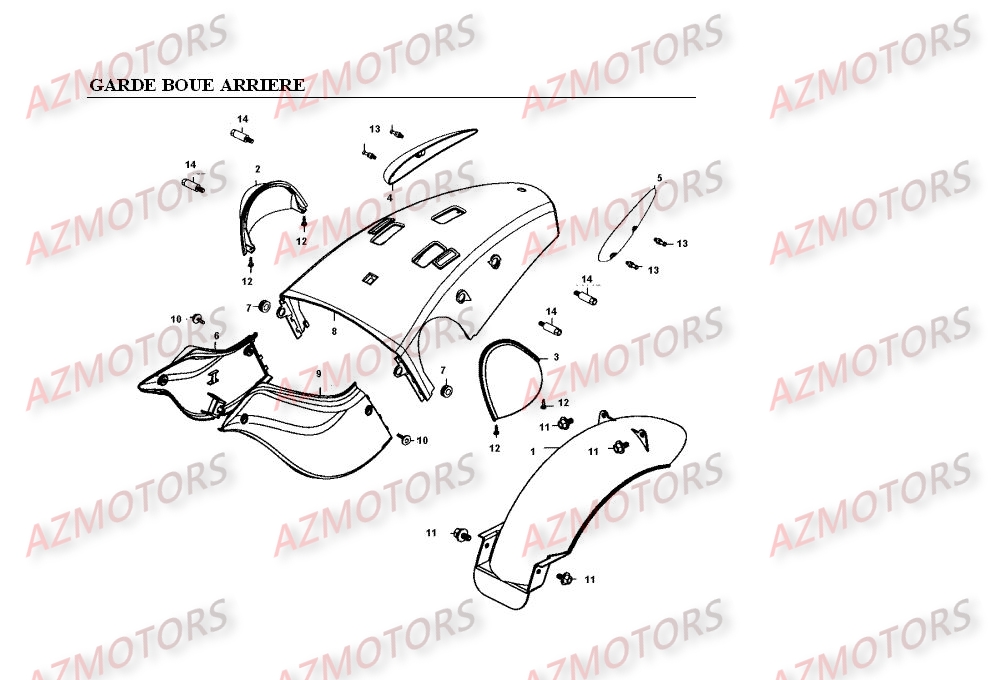 Garde Boue Arriere KYMCO Pièces Moto Kymco VENOX 250 4T