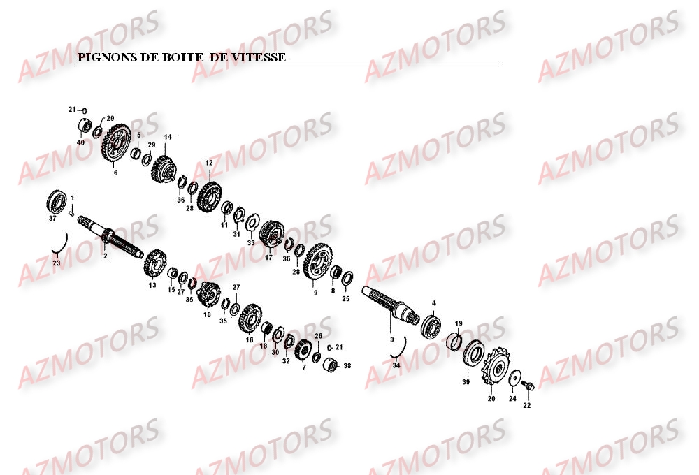 PIGNONS DE BOITE DE VITESSE KYMCO VENOX250