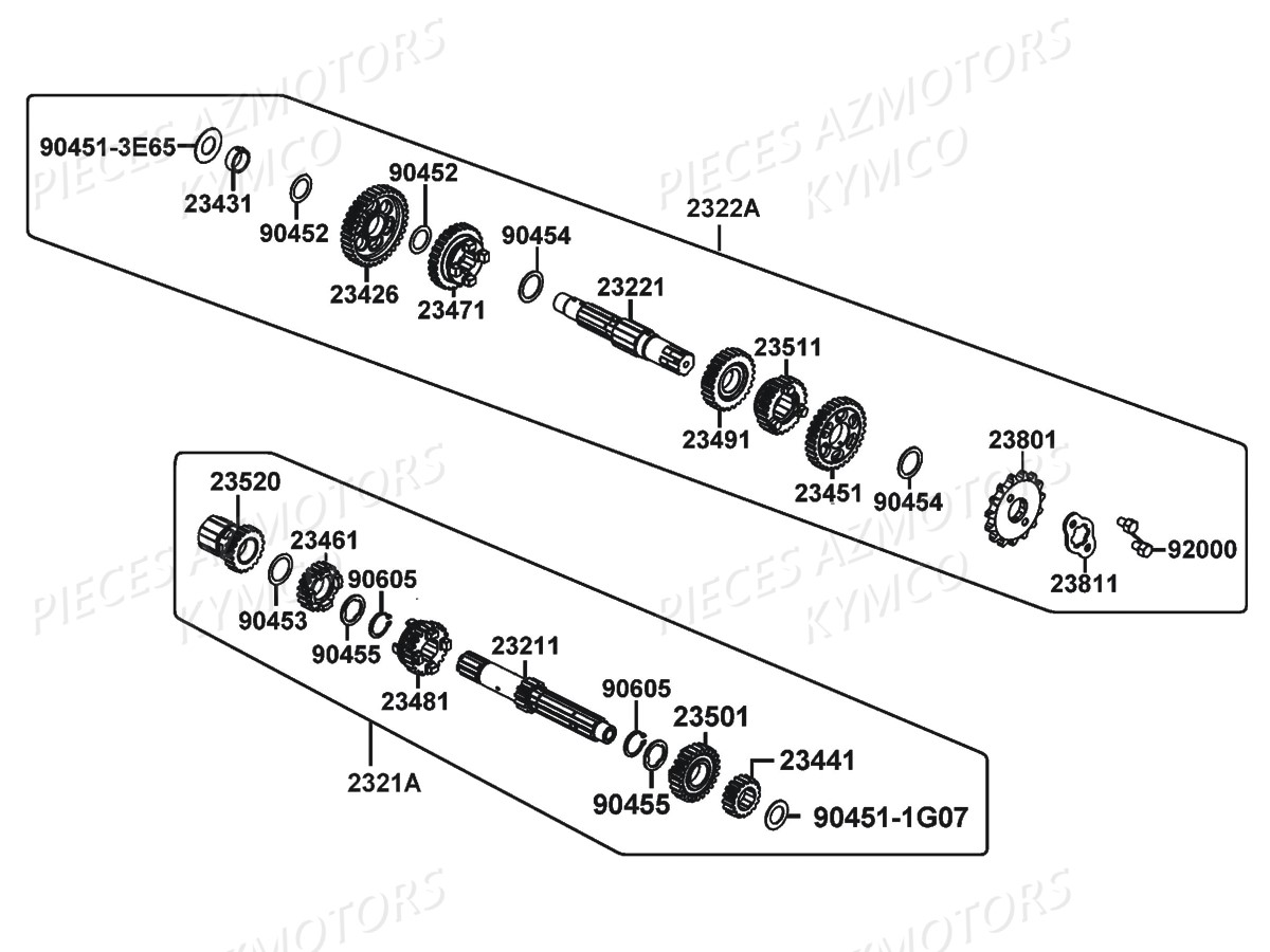 Boite De Vitesses KYMCO Pièces Moto VISAR 125 I EURO 4 (KT25BA)