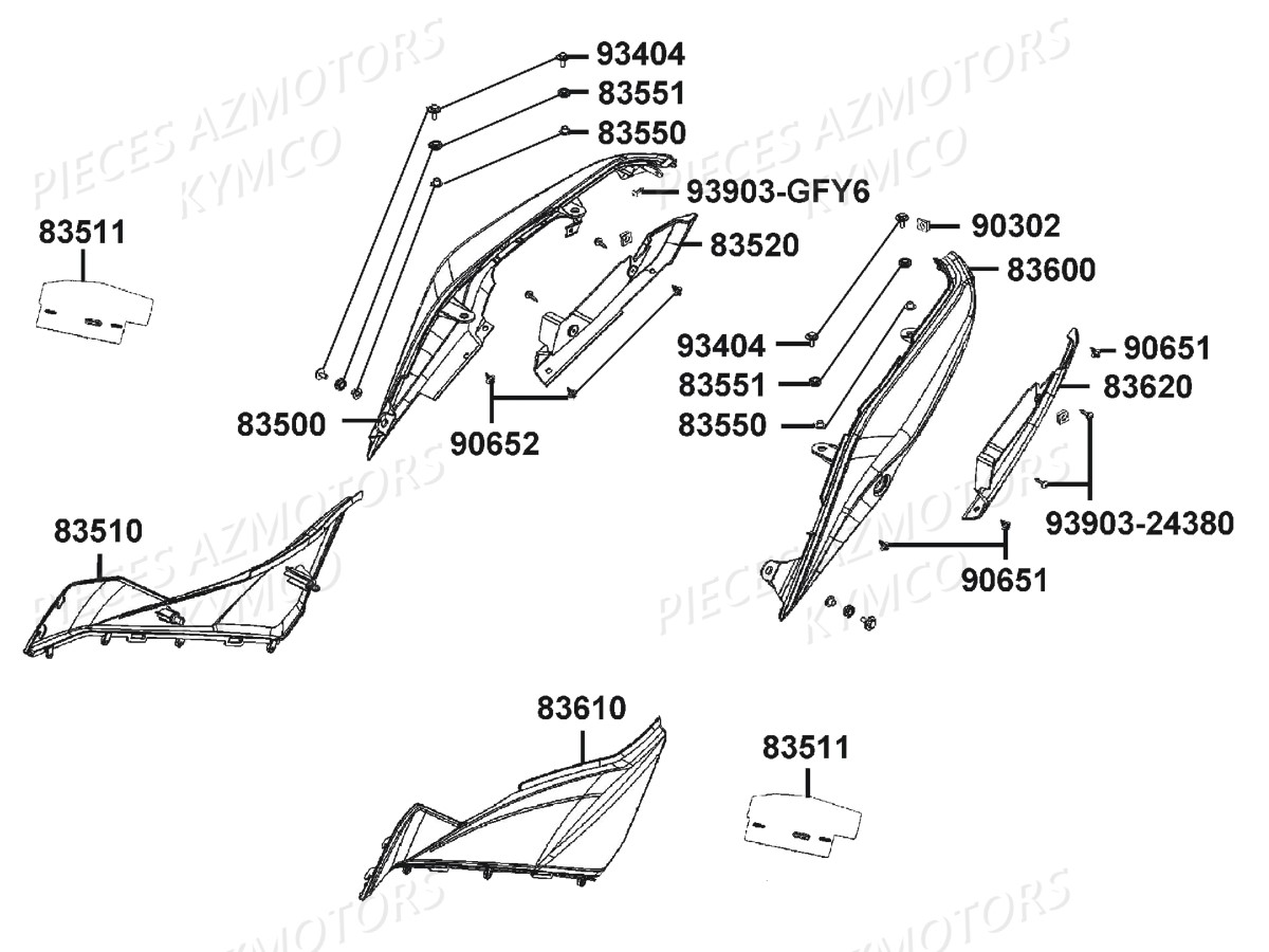 CARENAGES ARRIERE KYMCO VISAR 125