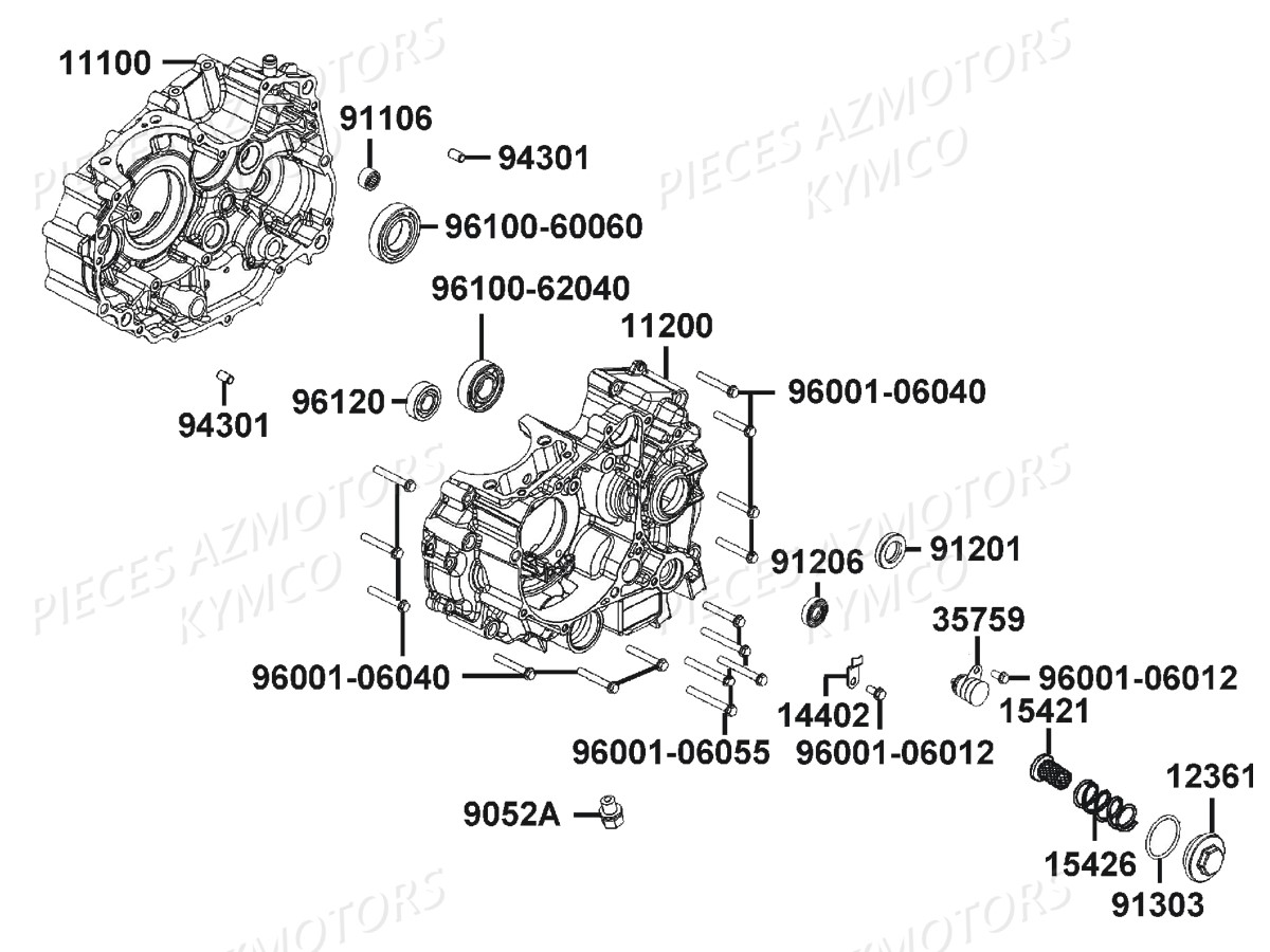 Carters Moteur KYMCO Pièces Moto VISAR 125 I EURO 4 (KT25BA)