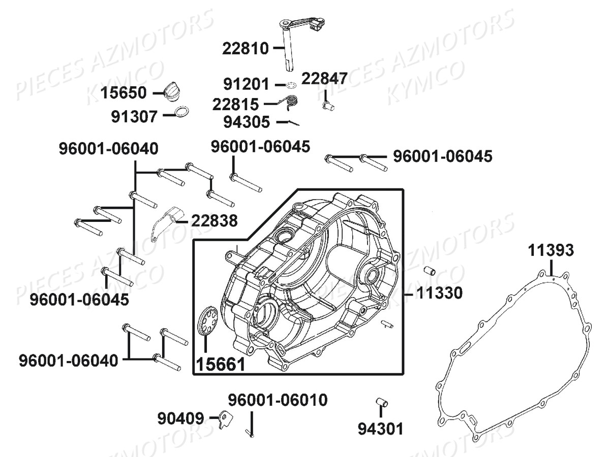 Carter Droit KYMCO Pièces Moto VISAR 125 I EURO 4 (KT25BA)