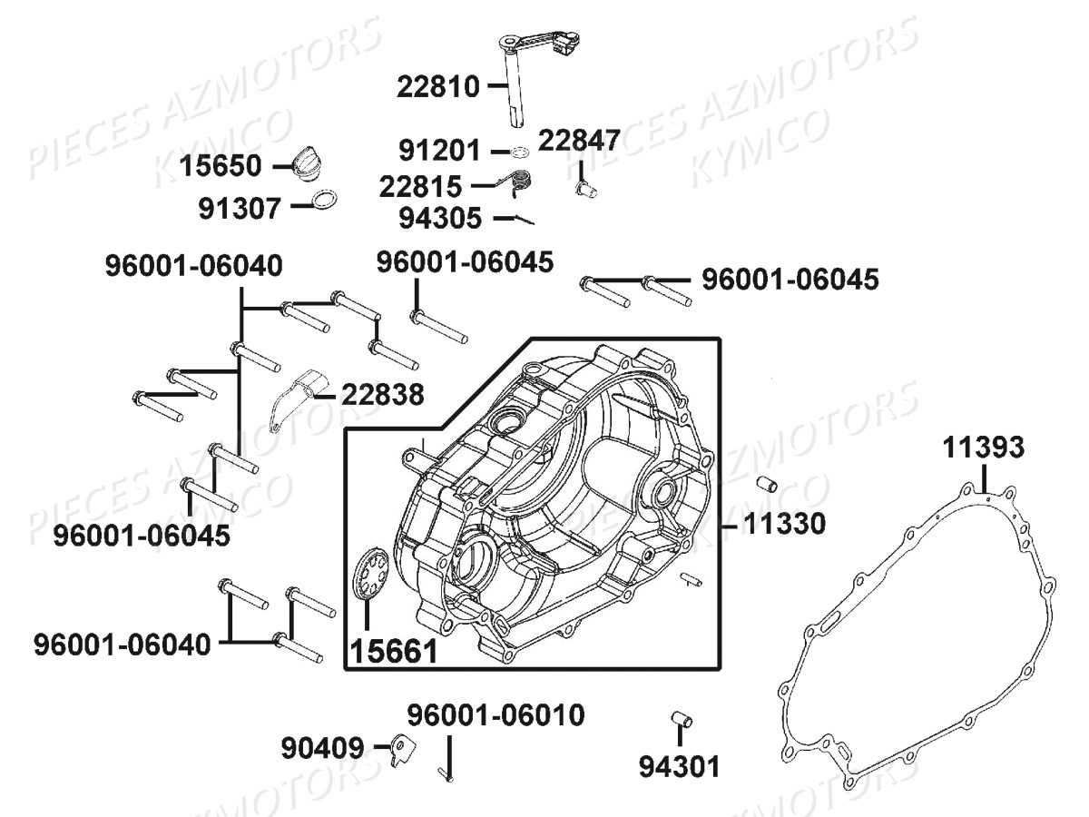 Carter Droit KYMCO Pièces Moto VISAR 125 I EURO 4 (KT25BA)